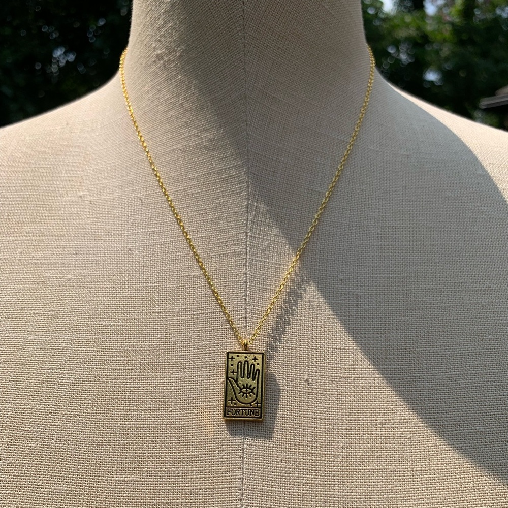 NWT Reversible Sterling Silver Plated Chain, Fortune Tarot Card Alloy Necklace - Picture 13 of 14